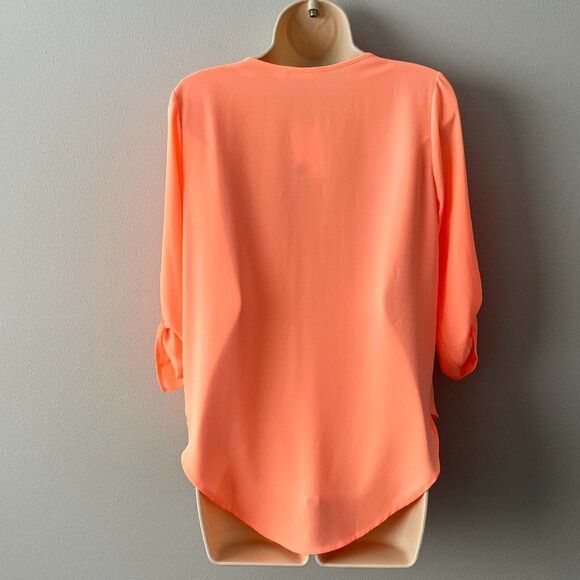 Lush Sheer Peach Long Sleeve Blouse Size S  NWT! - Picture 4 of 5